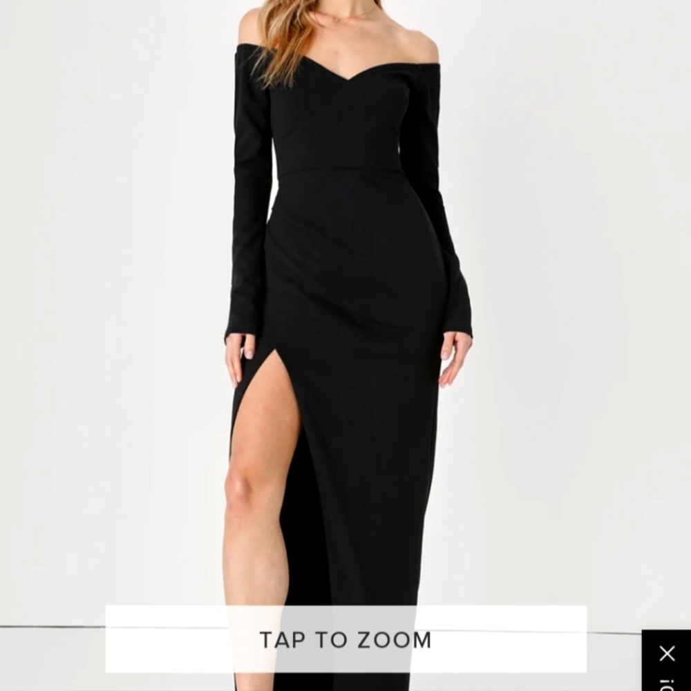 Black Off-the-Shoulder Long Sleeve Maxi Dress